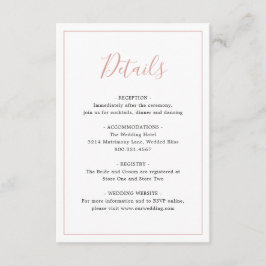 Einfache Hochzeit an der Grenze Rosa Begleitkarte