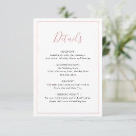 Einfache Hochzeit an der Grenze Rosa Begleitkarte