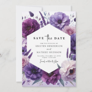 Einfache Hochzeit auf Lila Feld Save The Date