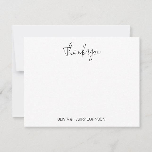 Einfache Hochzeit dank White Flat Note Card Mitteilungskarte (Vorderseite)