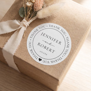 Einfache Hochzeit Danke Klassischer runder Aufkleb Aufkleber
