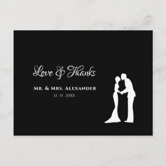 Einfache Hochzeit Danke Schwarz-weißes Brautbad Postkarte