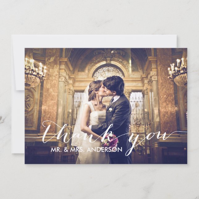 Einfache Hochzeit danken Ihnen Dankeskarte (Vorderseite)