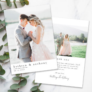 Einfache Hochzeit Dankeschön Karte mit Fotos
