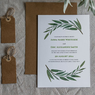 Einfache Hochzeit der Eukalyptus-Zweigstelle Einladung