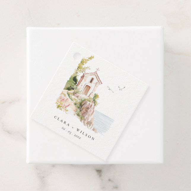 Einfache Hochzeit der katholischen Wasserfarbenkir Geschenkanhänger (Beispiel)