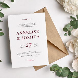 Einfache Hochzeit der modernen burgundischen Typog Einladung