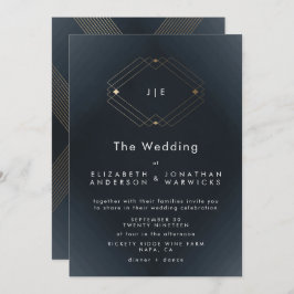 Einfache Hochzeit der modernen geometrischen Gold Einladung