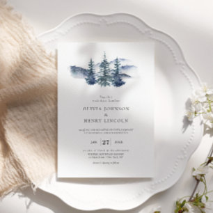 Einfache Hochzeit der Pine Tree Einladung