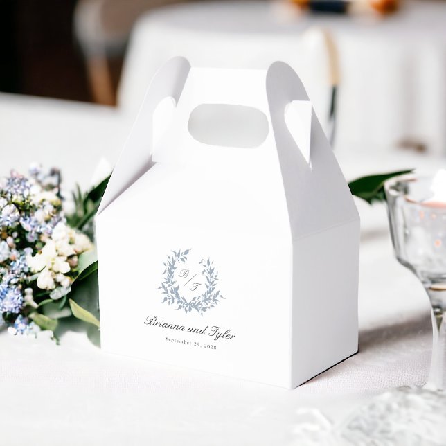Einfache Hochzeit des dunkelblauen Monogram-Wappen Geschenkschachtel (This style favor box available in 3 sizes.)