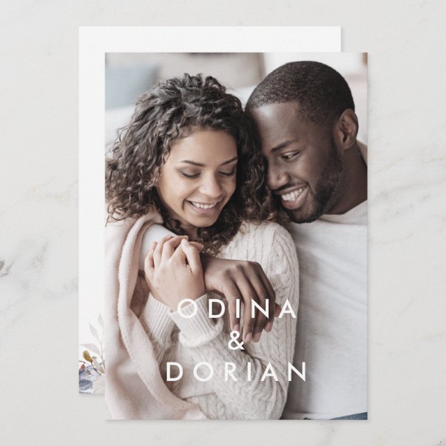 Einfache Hochzeit des Fotos Einladung (Vorne/Hinten)