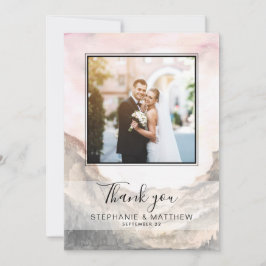 Einfache Hochzeit des Fotos Wasserfarbe Dankeskarte