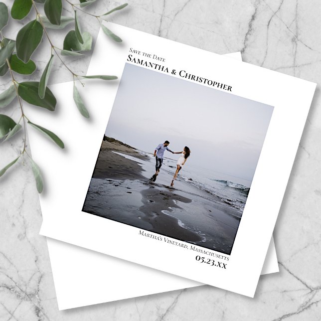 Einfache Hochzeit des Minimalistischen Fotos Save The Date (Von Creator hochgeladen)