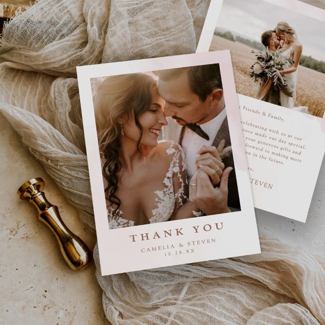 Einfache Hochzeit des modernen Fotos Dankeskarte (Von Creator hochgeladen)