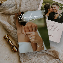 Einfache Hochzeit des modernen Fotos Dankeskarte