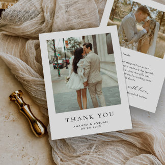 Einfache Hochzeit des modernen Fotos Dankeskarte