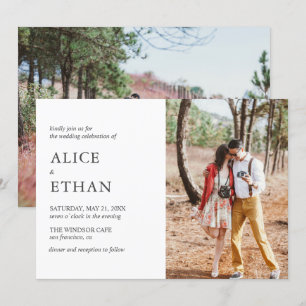 Einfache Hochzeit des modernen Fotos Einladung