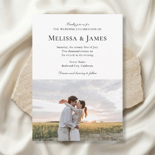 Einfache Hochzeit des modernen Fotos Einladung