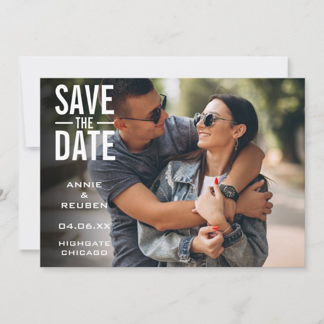 Einfache Hochzeit des modernen Fotos Save The Date (Vorderseite)