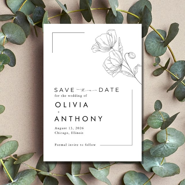 Einfache Hochzeit des modernen Fotos Save The Date (Simple Modern Floral Photo Wedding Save The Date)