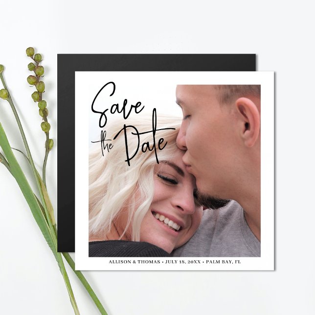 Einfache Hochzeit des modernen Save the Date Fotos Magneteinladung (Magnetic invites stick to any metal, ensuring guests remember your special day with ease.)
