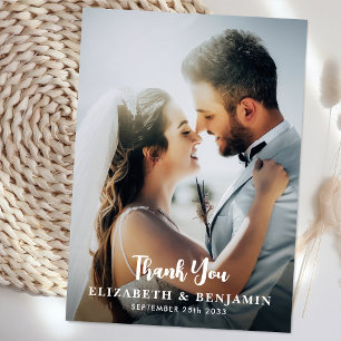Einfache Hochzeit des Personalisierten Fotos Dankeskarte