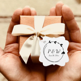 Einfache Hochzeit des Schwarzen Herzkranzes Geschenkanhänger