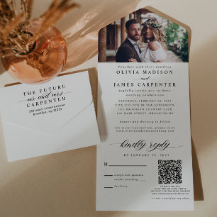 Einfache Hochzeit des UAWG QR-Codes für modernes F All In One Einladung
