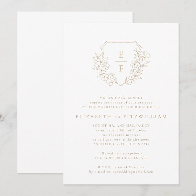 Einfache Hochzeit des Wappen Einladung (Vorne/Hinten)