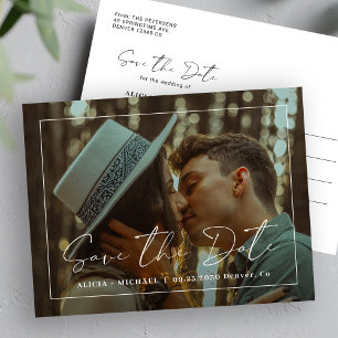 Einfache Hochzeit eines modernen Fotos Ankündigungspostkarte