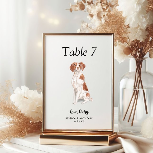 Einfache Hochzeit eines modernen Wasserfarbenhunde Tischnummer (Von Creator hochgeladen)