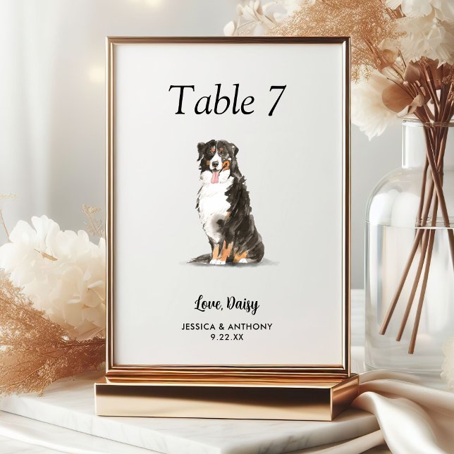 Einfache Hochzeit eines modernen Wasserfarbenhunde Tischnummer (Von Creator hochgeladen)