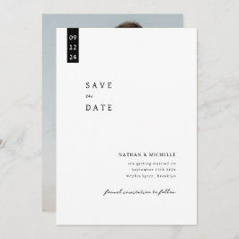 Einfache Hochzeit für ein elegantes Script-Foto Save The Date