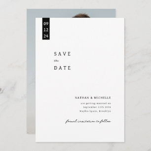 Einfache Hochzeit für ein elegantes Script-Foto Save The Date