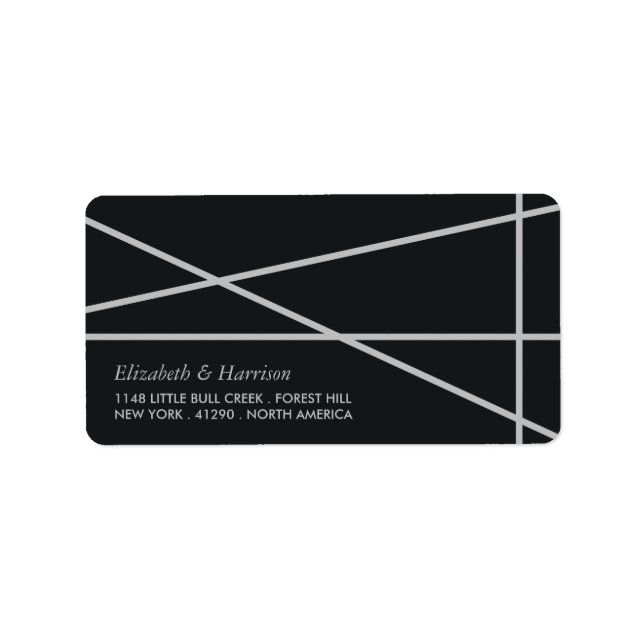 Einfache Hochzeit geometrischer Art Adressaufkleber (Vorne)