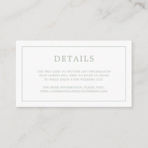 Einfache Hochzeit Green Monogram Elegant Wedding Begleitkarte