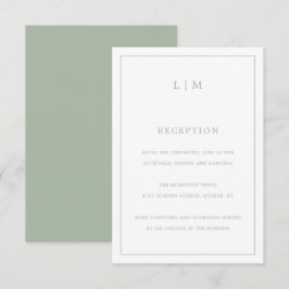 Einfache Hochzeit Green Monogram Elegant Wedding Begleitkarte
