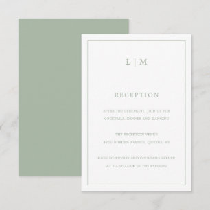 Einfache Hochzeit Green Monogram Elegant Wedding Begleitkarte