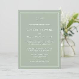 Einfache Hochzeit Green Monogram Elegant Wedding Einladung