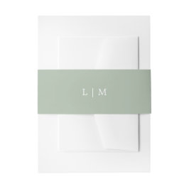 Einfache Hochzeit Green Monogram Elegant Wedding Einladungsbanderole