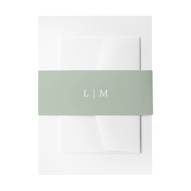 Einfache Hochzeit Green Monogram Elegant Wedding Einladungsbanderole (Vorderseite Beispiel)