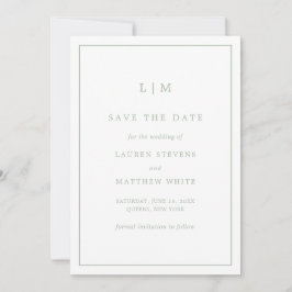 Einfache Hochzeit Green Monogram Elegant Wedding Save The Date