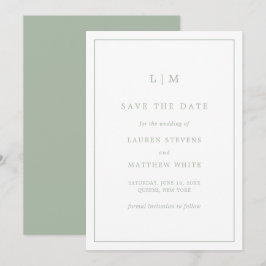 Einfache Hochzeit Green Monogram Elegant Wedding Save The Date