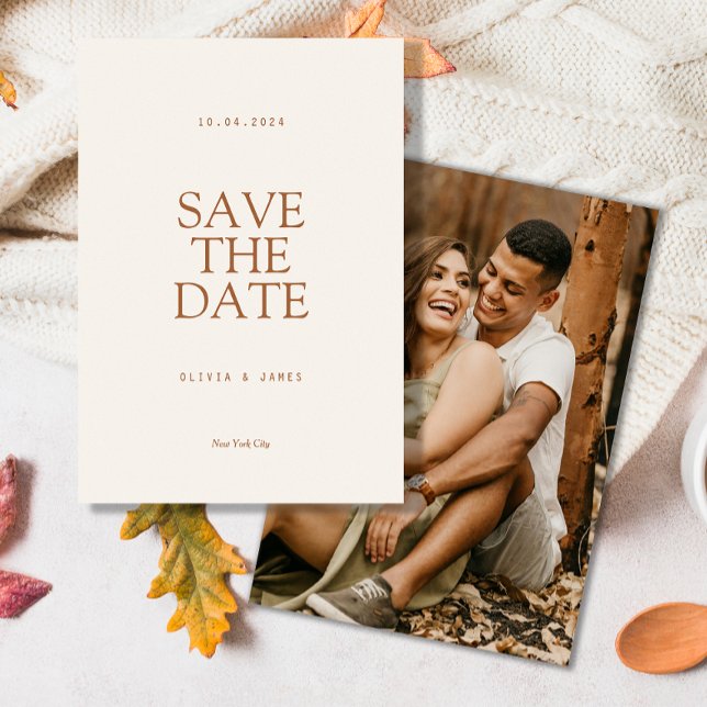 Einfache Hochzeit im warmen Herbst Foto Save The Date (Von Creator hochgeladen)