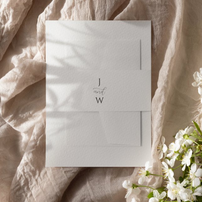 Einfache Hochzeit in elegantem Monogramm Einladungsbanderole (Von Creator hochgeladen)