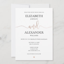 Einfache Hochzeit in Gold und Weiß. Elegante Kalli Einladung