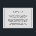 Einfache Hochzeit in hellgrauem Monogramm Begleitkarte<br><div class="desc">Einfache Hochzeitszimmerkarte mit modernem, aber elegantem Design mit Details, die von einem dünnen Rand umgeben sind. Der gesamte Text ist schwarz über einem silbergrauen Hintergrund. Die Schriftart und Hintergrundfarben können durch Anklicken des Buttons "Anpassen" in beliebig viele Farben geändert werden. Ein elegantes und stilvolles Design, das sich ideal für ein...</div>