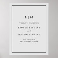 Einfache Hochzeit in hellgrauem Monogramm