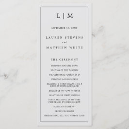 Einfache Hochzeit in hellgrauem Monogramm Programm