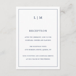 Einfache Hochzeit in Navy Blue Monogram Begleitkarte